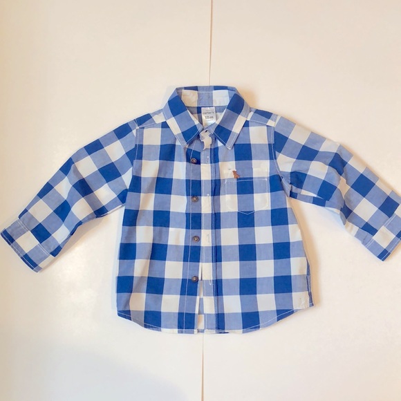 Carter’s Blue and White checkered button up. - Picture 2 of 3